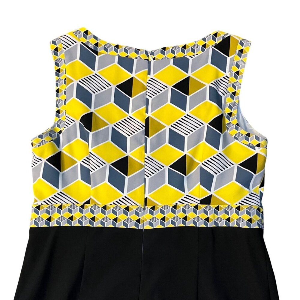 Dressbarn Womens 12 Sleeveless Black Yellow Geometric Dress Used - Picture 13 of 14
